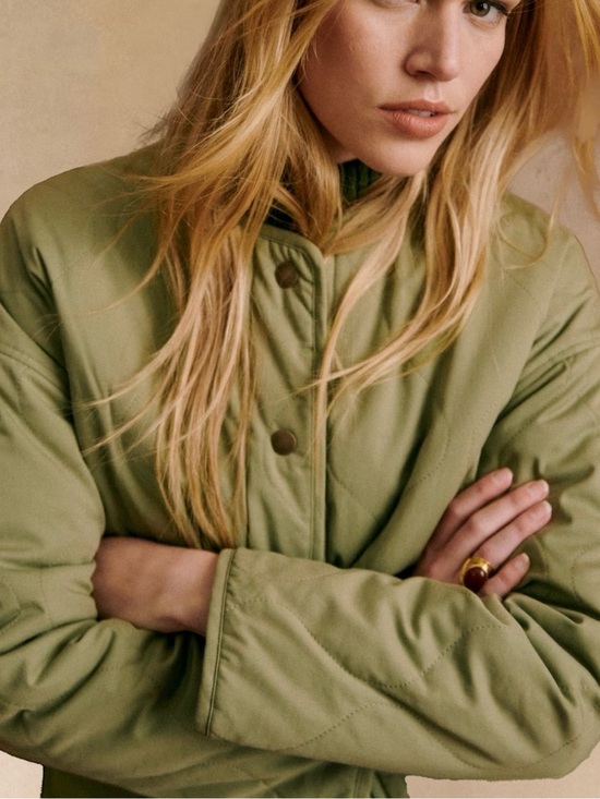 Sezane Jackets & Blazers - Sezane Quilted Light Olive Green Women’s Jacket